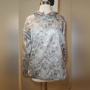 Brooks Hooded Reflective Lightweight‎ pullover Sz Med Marbled Black/ White